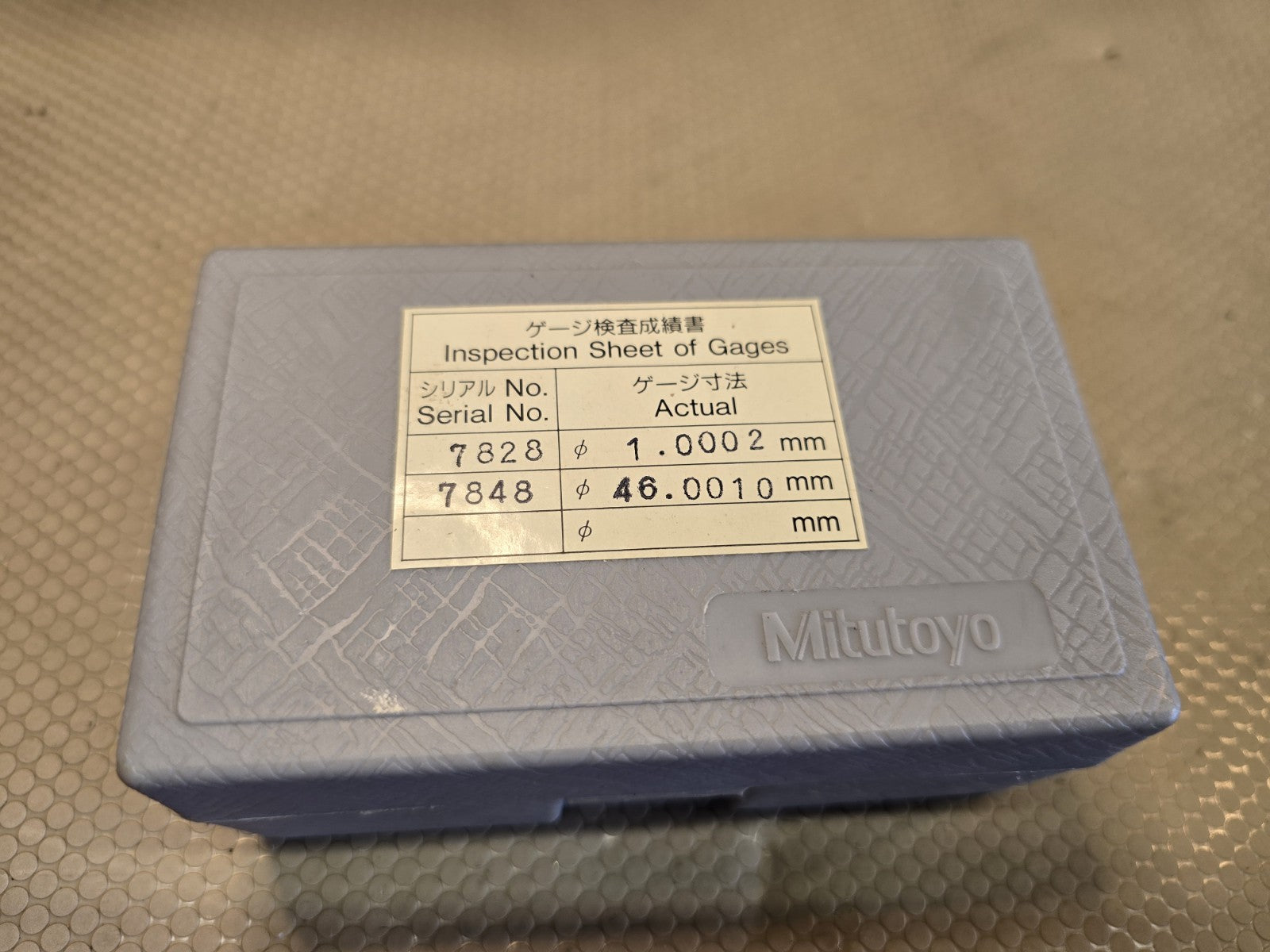 Mitutoyo Inspection Sheet Gage In case 544-113 BM120181 7828 7848 