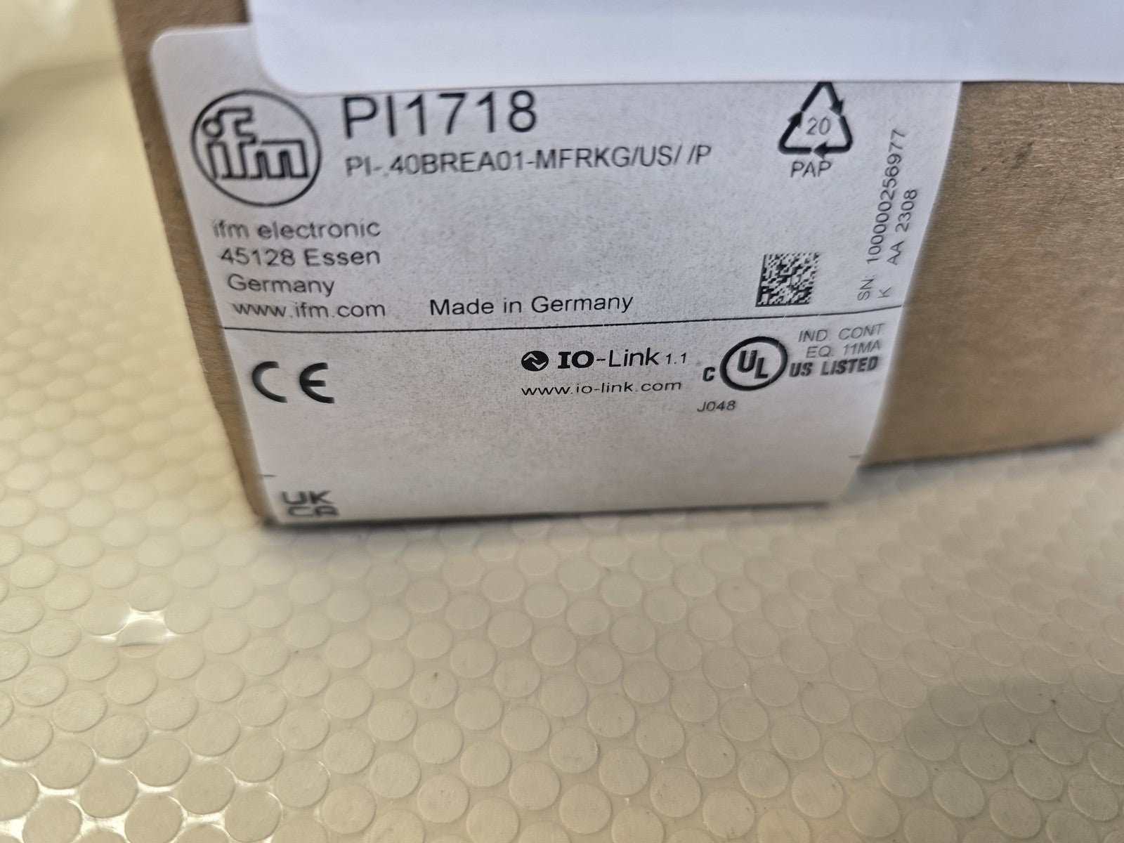 ifm PI1718 Flush Pressure Sensor Transmitter IO-Link PI-40BREA01-MFRKG/US//P