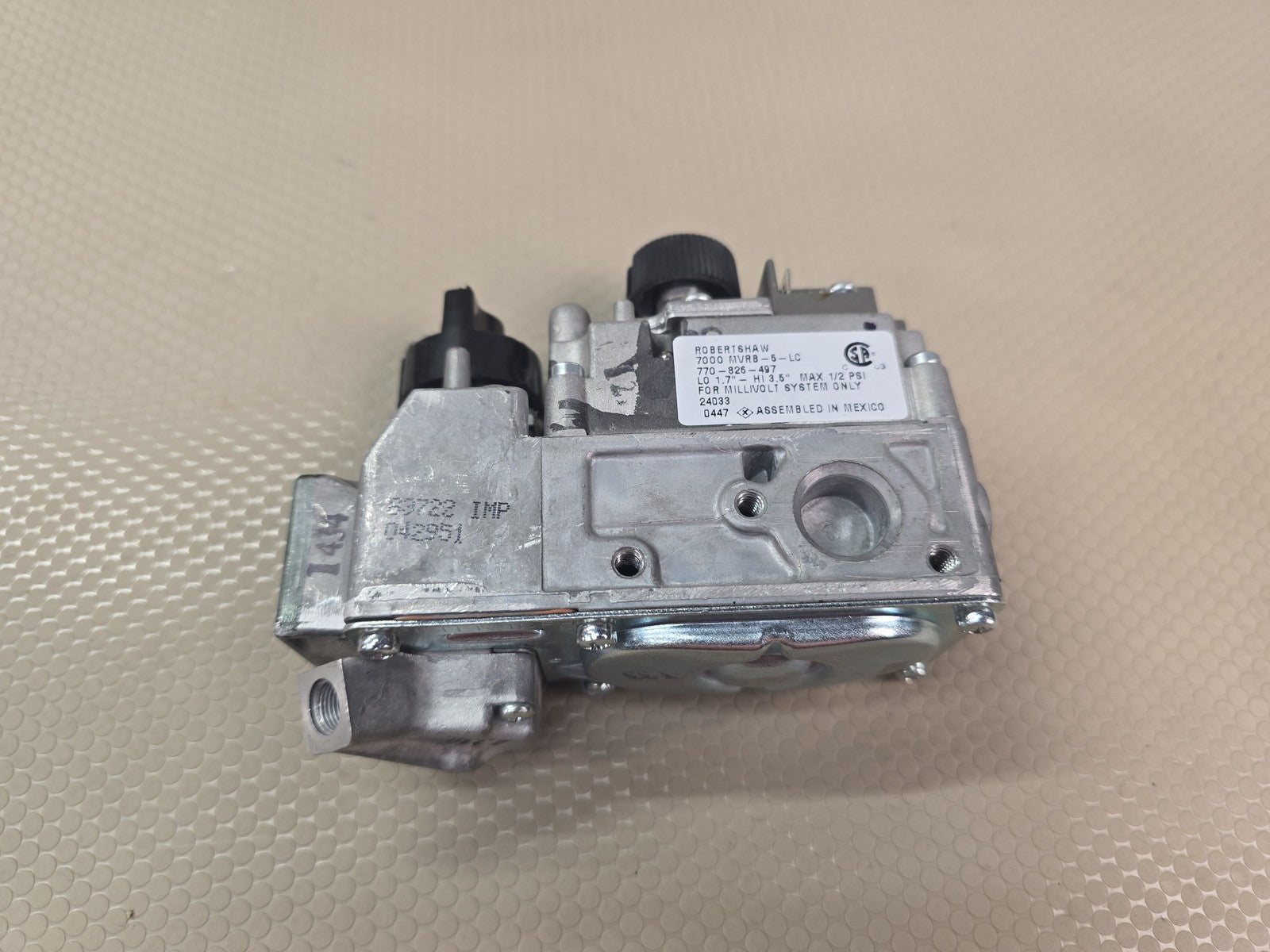 Robertshaw 770-826-497 7000MVRB-5-LC Millivolt Gas Valve Hi-Lo *For Parts*