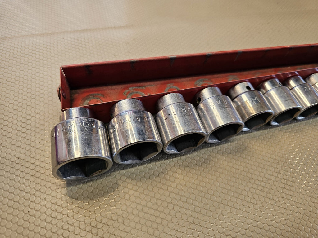 Mac Tools 1/2” Drive 15 Piece Shallow  Socket Standard  Set 3/8"-1 1/4" chrome