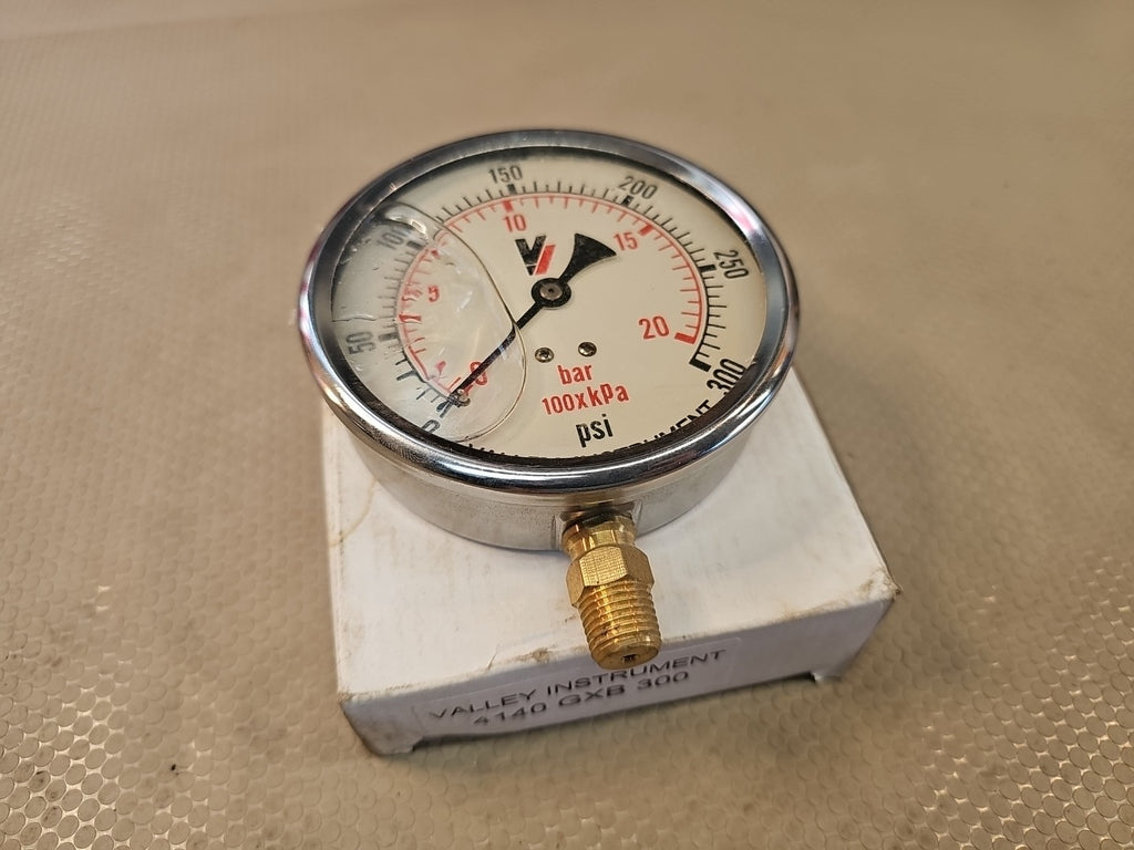 Valley Industries 4140 GBX 300 Series Industrial Gauge 0-300PSI 4 4 inch 53687
