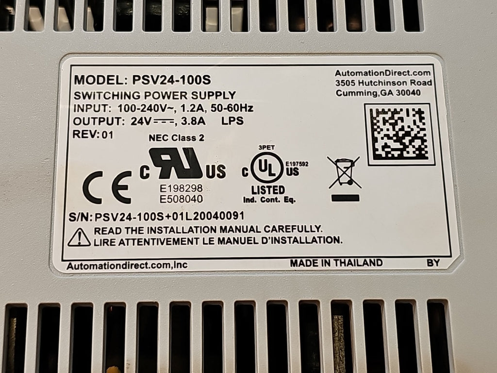 AUTOMATION DIRECT PSV24-100S INDUSTRIAL POWER SUPPLY 100-240V, 1.2A  (KB)