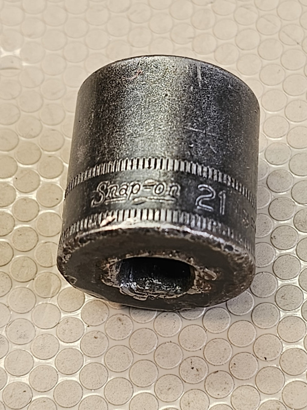 Snap-on 3/8" Drive 21mm 6-Point Shallow Impact Socket IMM210 Lightly Engraved