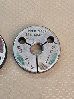 5/8-18 UNFS GO /NOGO Thread Ring Gauge .625-18 UNS-2A Used