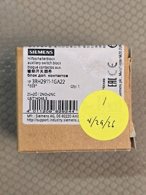 SIEMENS 3RH2911-1GA22 Auxiliary Switch Block 2NO 2NC