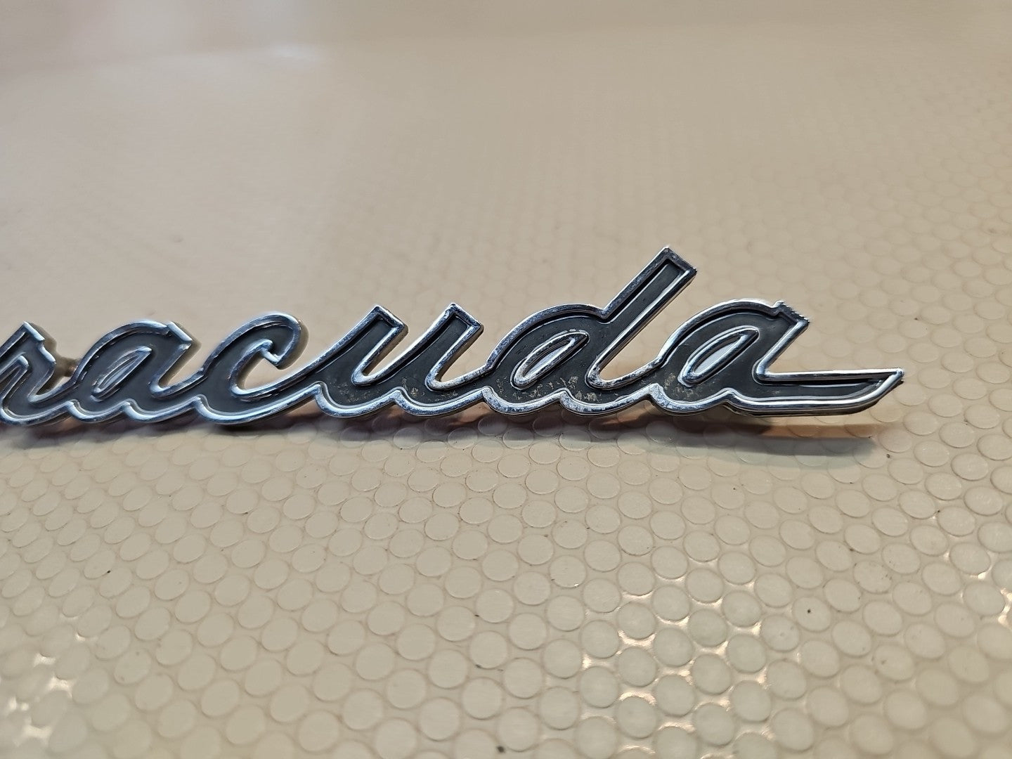 PLYMOUTH BARRACUDA FENDER TAIL PANEL EMBLEM BADGE FACTORY ORIGINAL