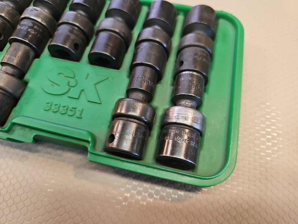 SK 33351 10 Piece 19mm - 10mm 3/8” Drive Metric Swivel Impact Socket Set W/ Case