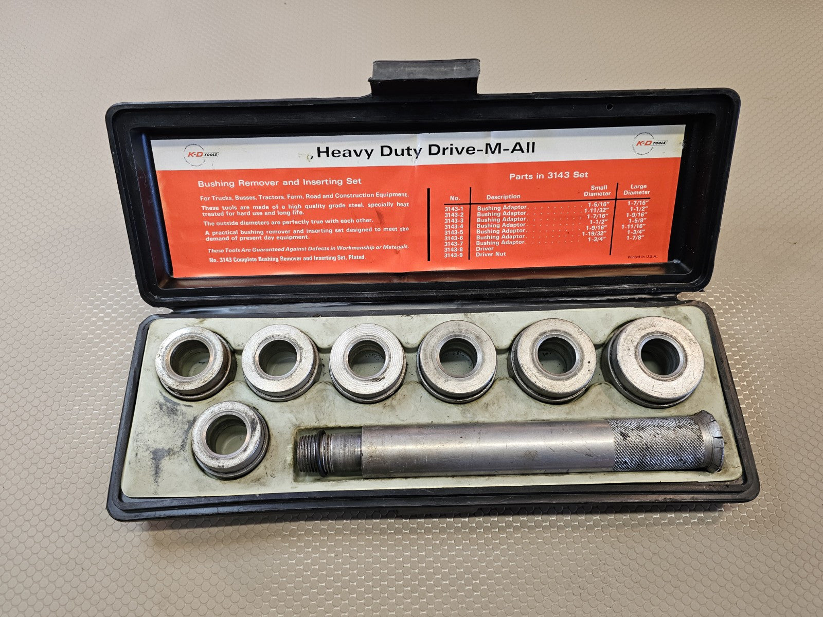 KD Tools 3143 Bushing Remover/Installer 1-5/16" to 1-7/8" DRIVE Heavy Duty