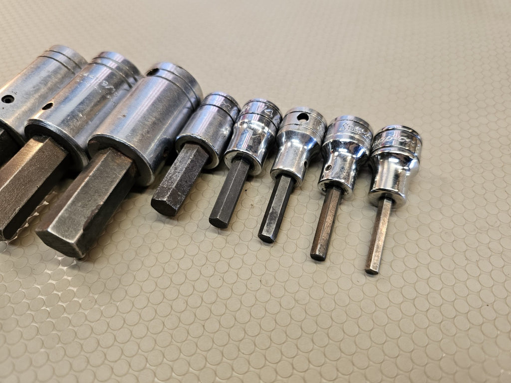 Snap-On Proto 8pc SAE Hex Allen Bit Socket Set 5/32" to 5/8" - 3/8" 1/2" Large
