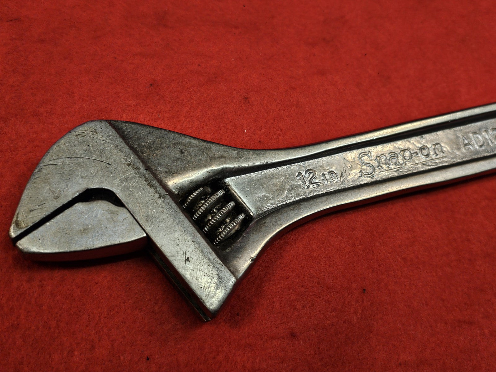 Vintage Snap-On Tools 12" 300mm Adjustable Wrench Original AD12 USA *RARE* 