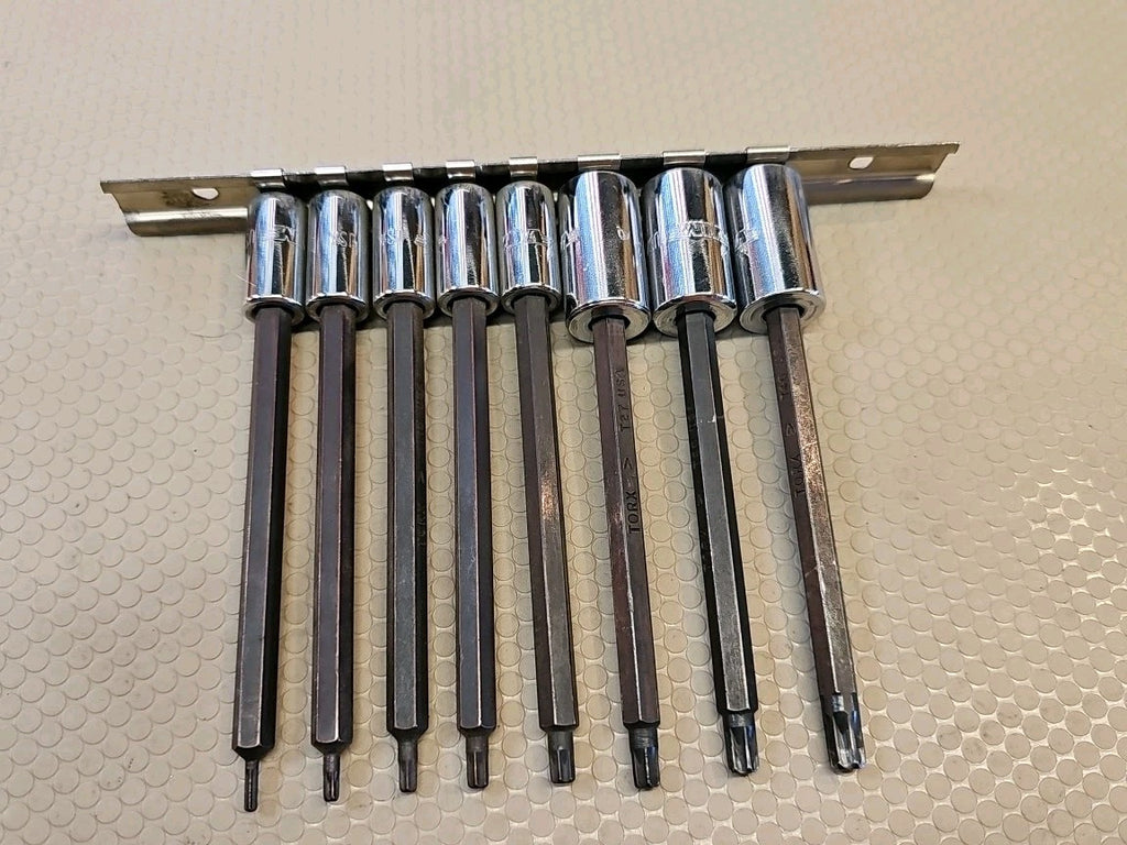 VIM 8 PIECE LONG TORX DRIVER SOCKET SET T8 to T40 Long 1/4 AND 3/8 *MINT*