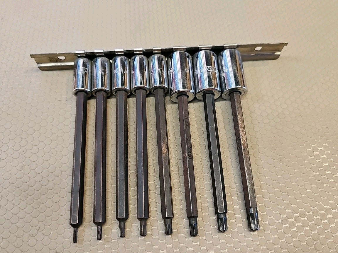 VIM 8 PIECE LONG TORX DRIVER SOCKET SET T8 to T40 Long 1/4 AND 3/8 *MINT*