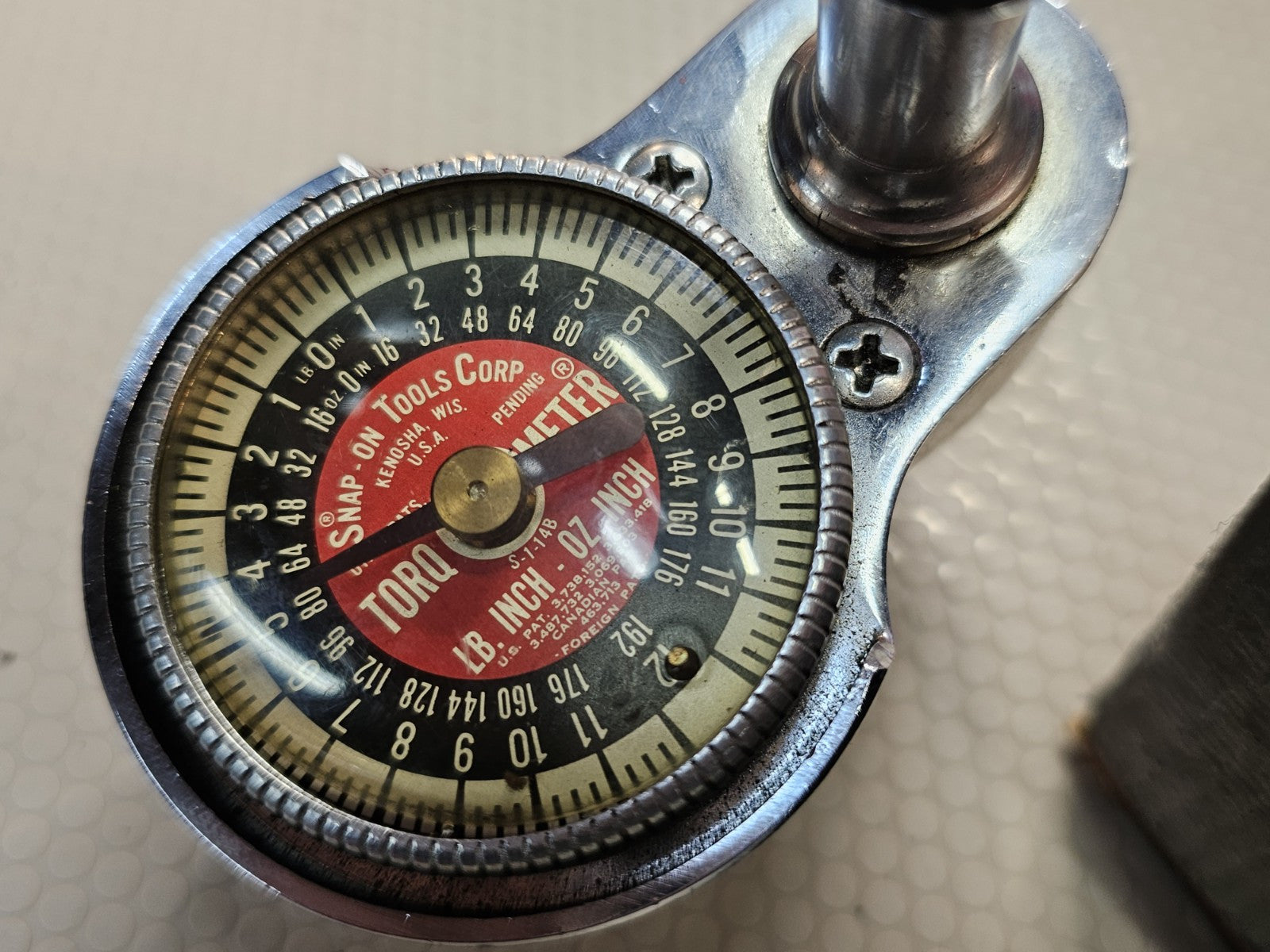 Snap-On USA 1/4 Drive Torq-O-Meter Vintage Torque Screwdriver Wrench Box Adapter