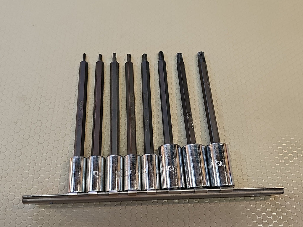 VIM 8 PIECE LONG TORX DRIVER SOCKET SET T8 to T40 Long 1/4 AND 3/8 *MINT*