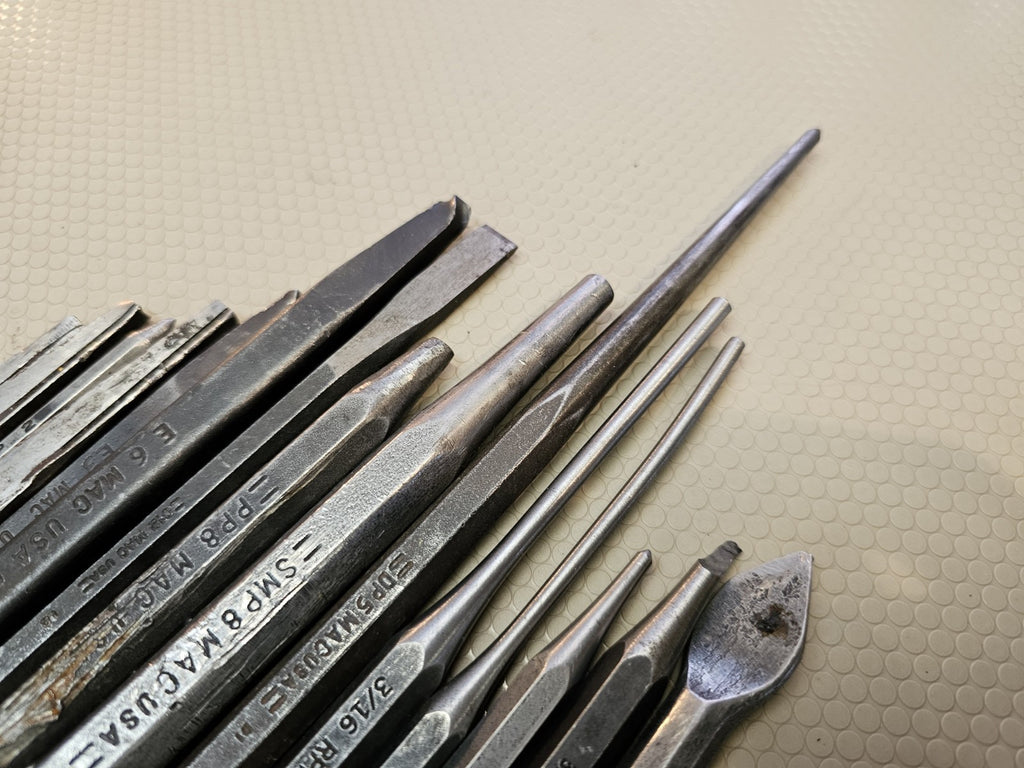 Mac Tools 15 Piece Flat Chisel and Pin Punch set USA Pre-Owned