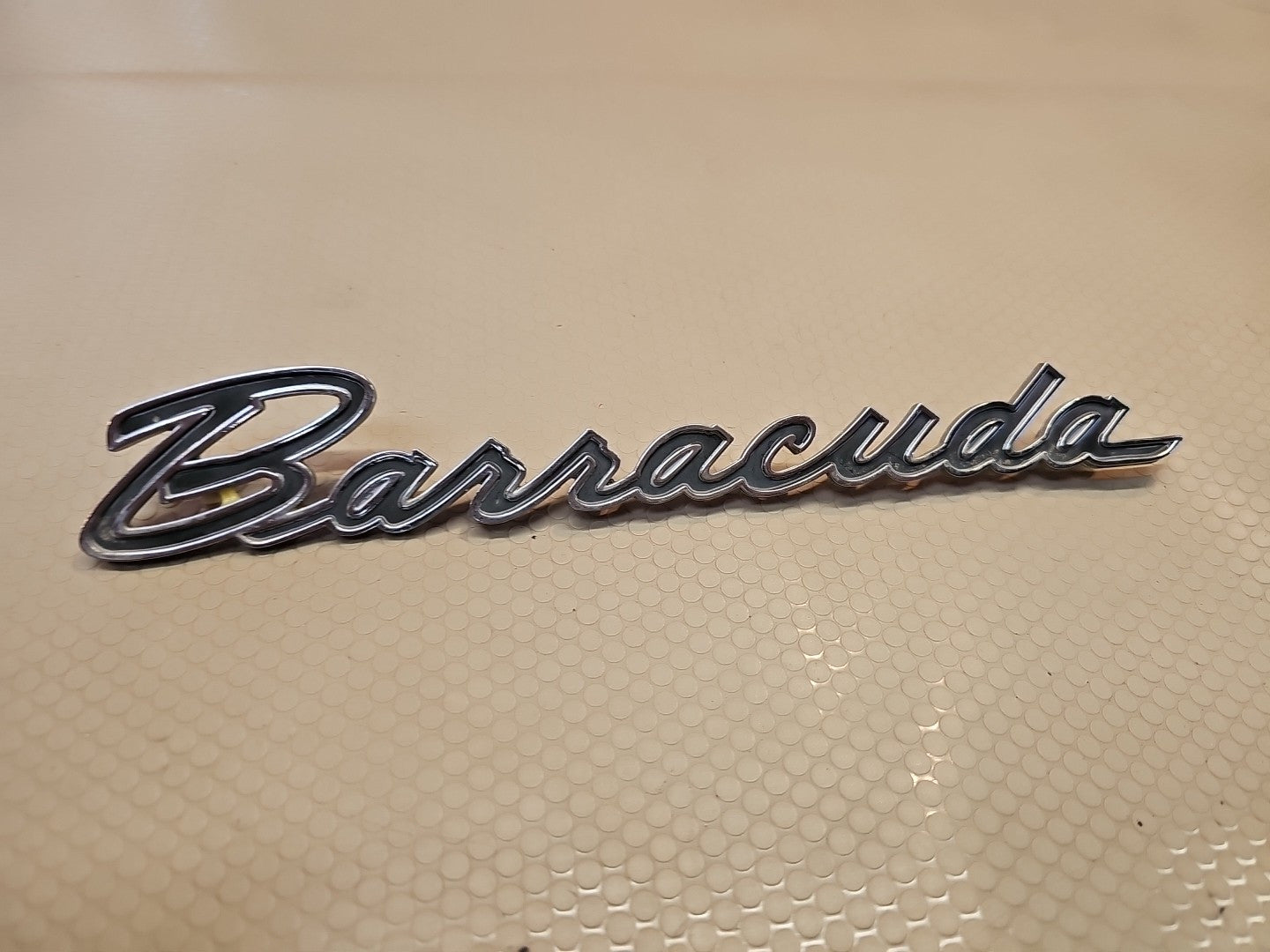 PLYMOUTH BARRACUDA FENDER TAIL PANEL EMBLEM BADGE FACTORY ORIGINAL
