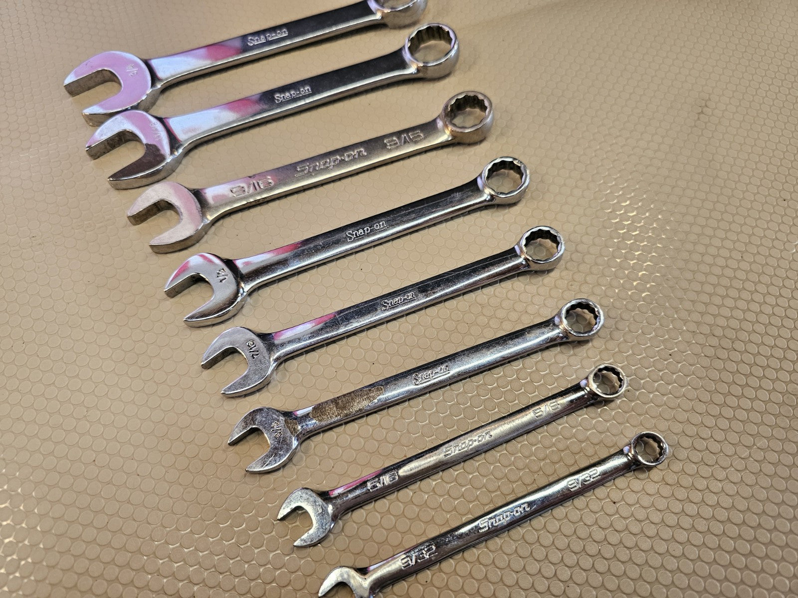 Snap-On Tools, SAE 9 pc Short Combination Wrench Set 9/32"-3/4" Stubby 