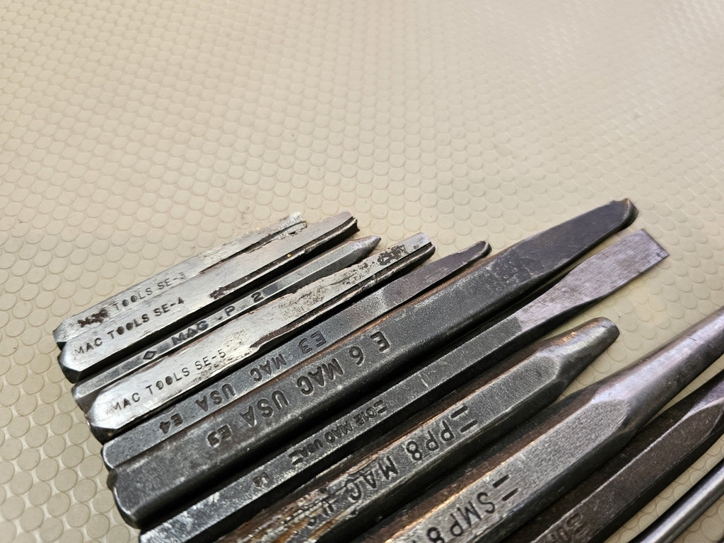 Mac Tools 15 Piece Flat Chisel and Pin Punch set USA Pre-Owned