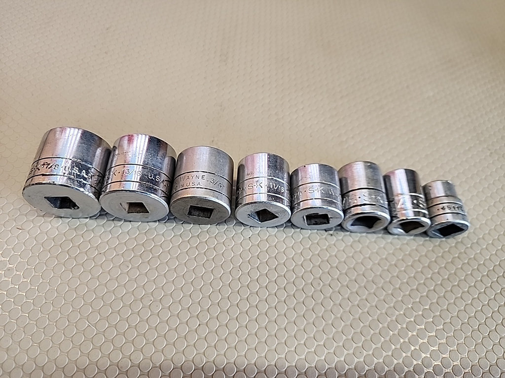 S-K Tools 3/8" Drive 8 Piece 12/6 Point  SAE Sockets Set 7/16" - 7/8"  USA