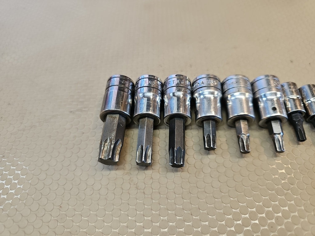 Snap On Tools 9 pc Combination Drive TORX Removal Socket Set 209EFTXBY
