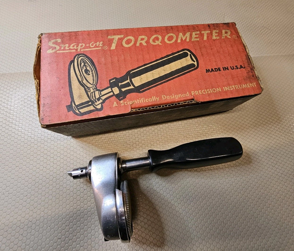 Snap-On USA 1/4 Drive Torq-O-Meter Vintage Torque Screwdriver Wrench Box Adapter