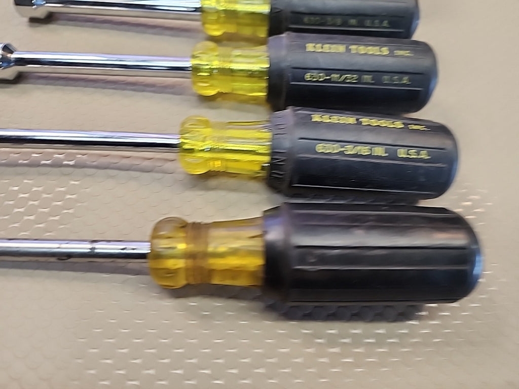 Klein Tools 6 Nut Driver Set SAE 630 Rubber Grip 3" Shaft USA