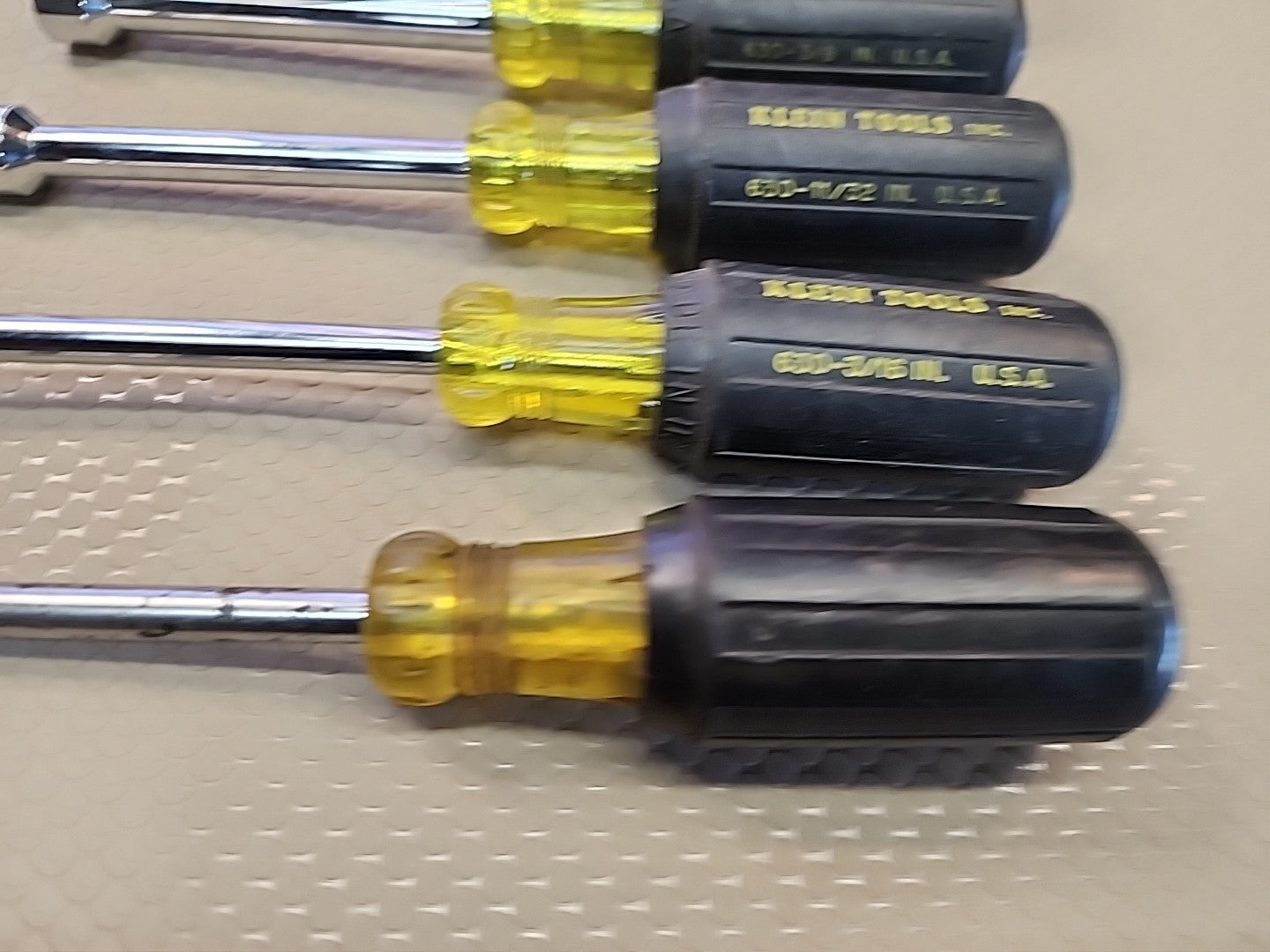 Klein Tools 6 Nut Driver Set SAE 630 Rubber Grip 3" Shaft USA