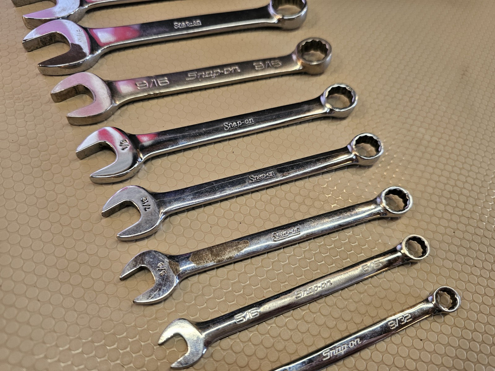 Snap-On Tools, SAE 9 pc Short Combination Wrench Set 9/32"-3/4" Stubby 
