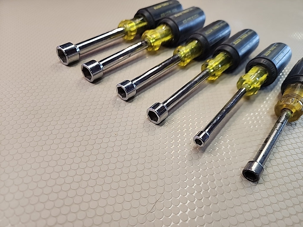 Klein Tools 6 Nut Driver Set SAE 630 Rubber Grip 3" Shaft USA