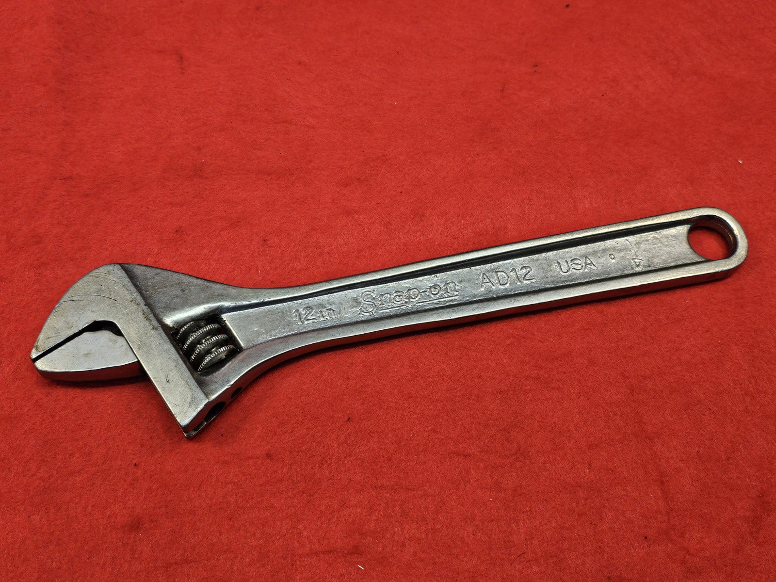 Vintage Snap-On Tools 12" 300mm Adjustable Wrench Original AD12 USA *RARE* 