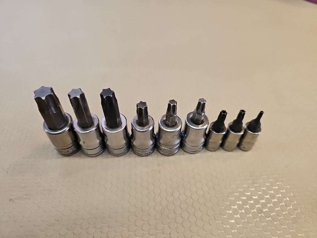 Snap On Tools 9 pc Combination Drive TORX Removal Socket Set 209EFTXBY