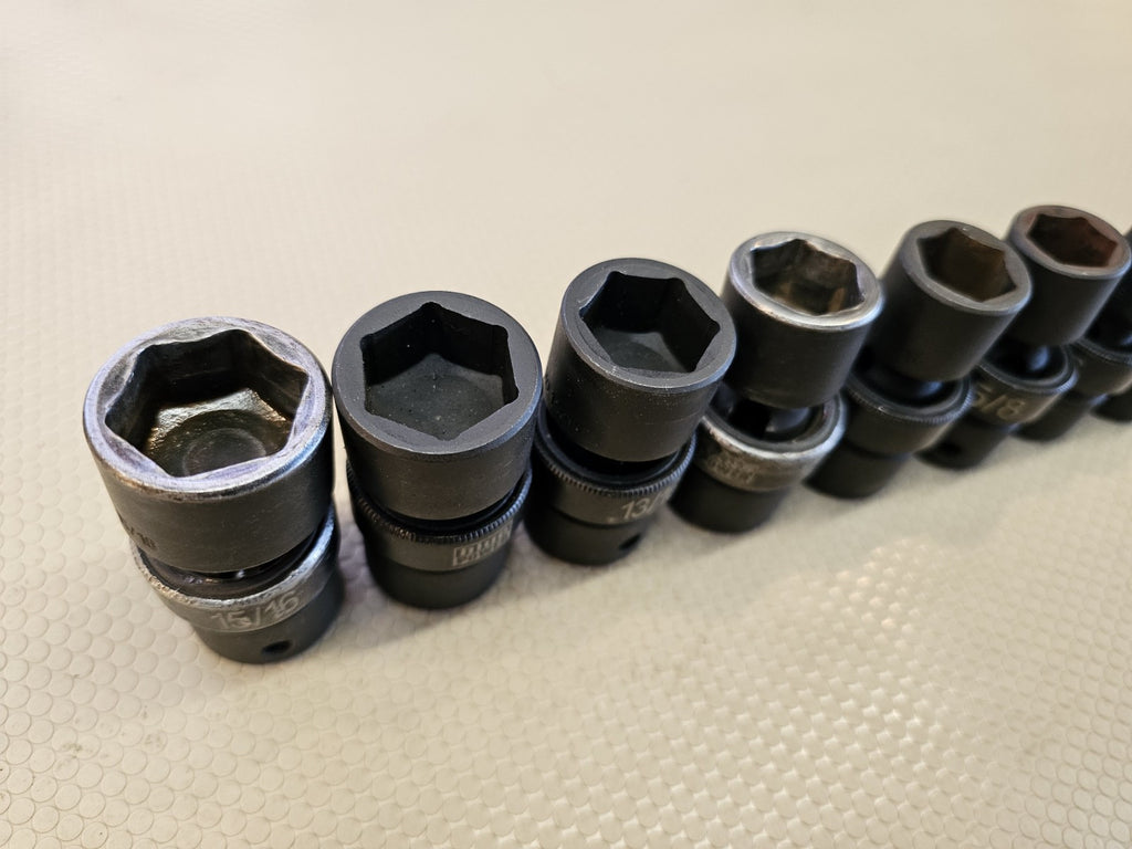 Cornwell Blue Power 8pc 1/2" Dr. 6-PT Swivel Impact SAE Socket Set 1/2-15/16"