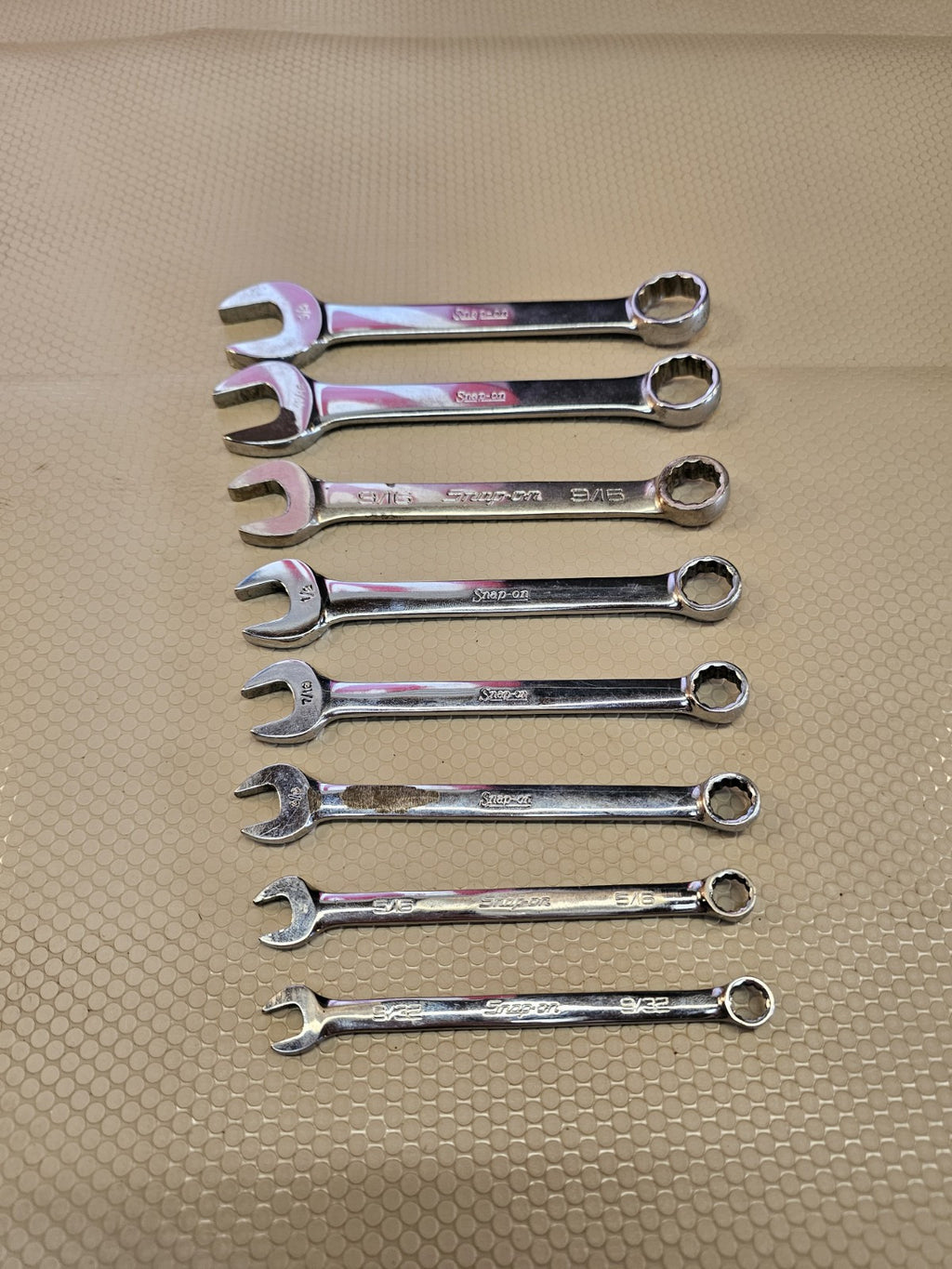 Snap-On Tools, SAE 9 pc Short Combination Wrench Set 9/32"-3/4" Stubby 