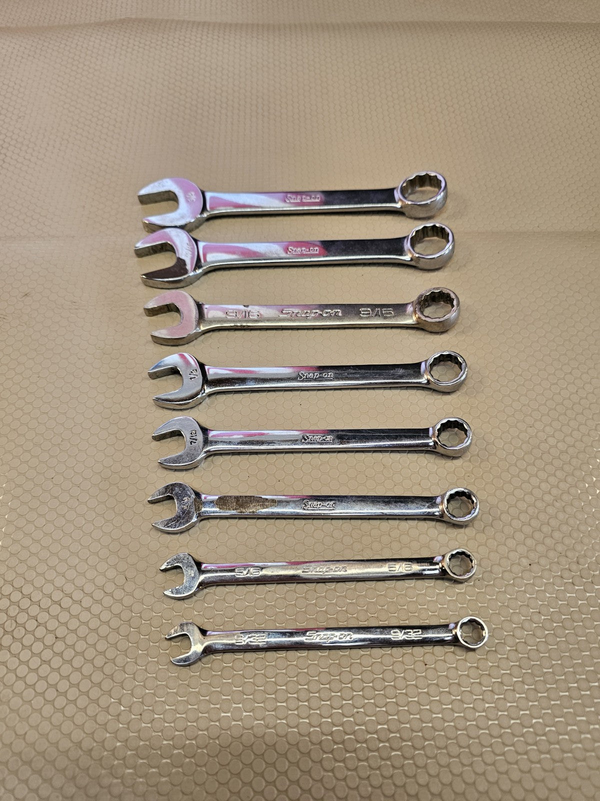 Snap-On Tools, SAE 9 pc Short Combination Wrench Set 9/32"-3/4" Stubby 