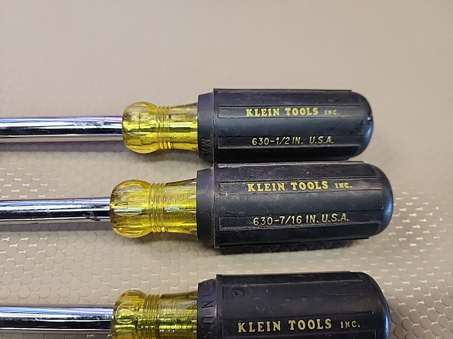 Klein Tools 6 Nut Driver Set SAE 630 Rubber Grip 3" Shaft USA