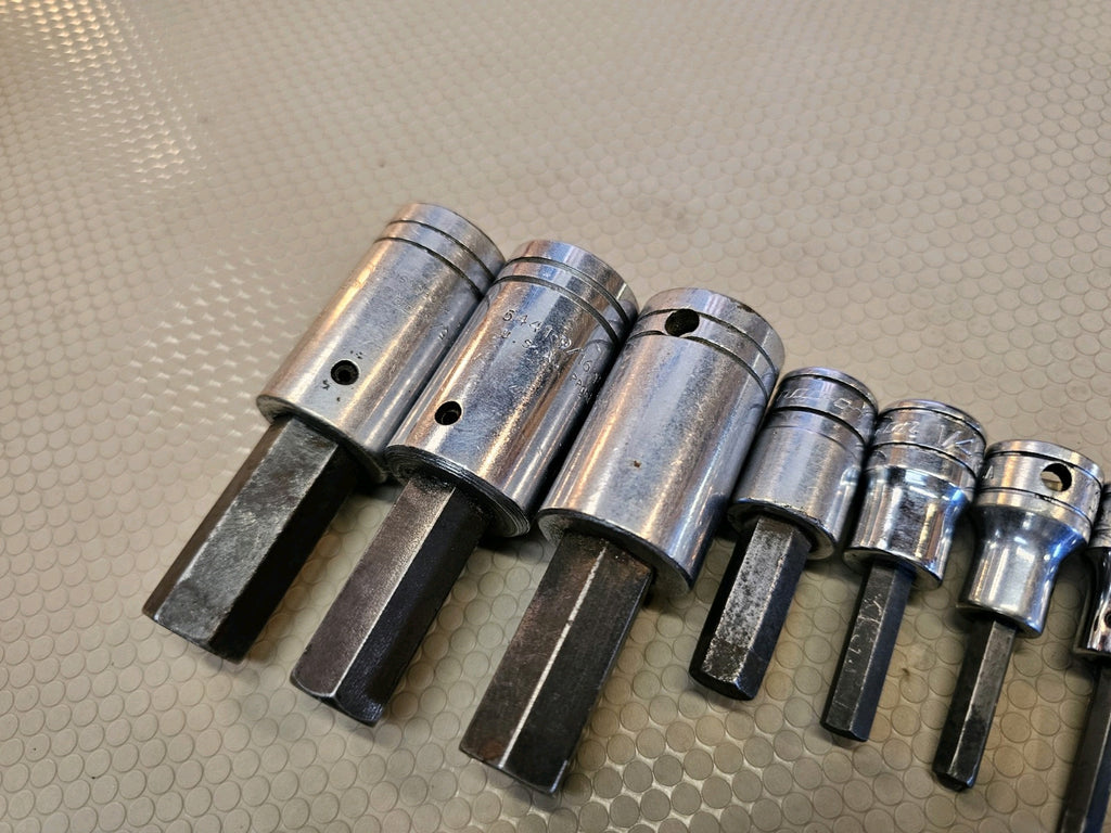 Snap-On Proto 8pc SAE Hex Allen Bit Socket Set 5/32" to 5/8" - 3/8" 1/2" Large
