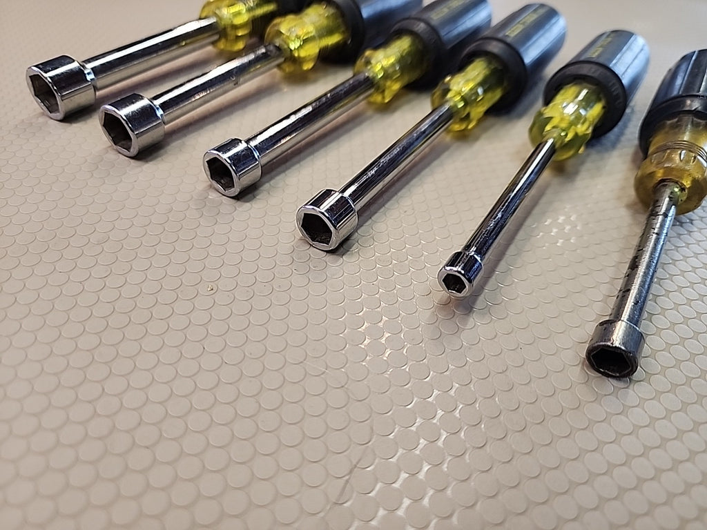 Klein Tools 6 Nut Driver Set SAE 630 Rubber Grip 3" Shaft USA